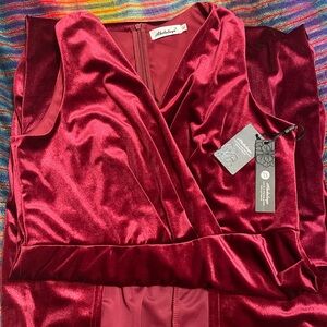 Ababalaya deep red velvet dress xl
